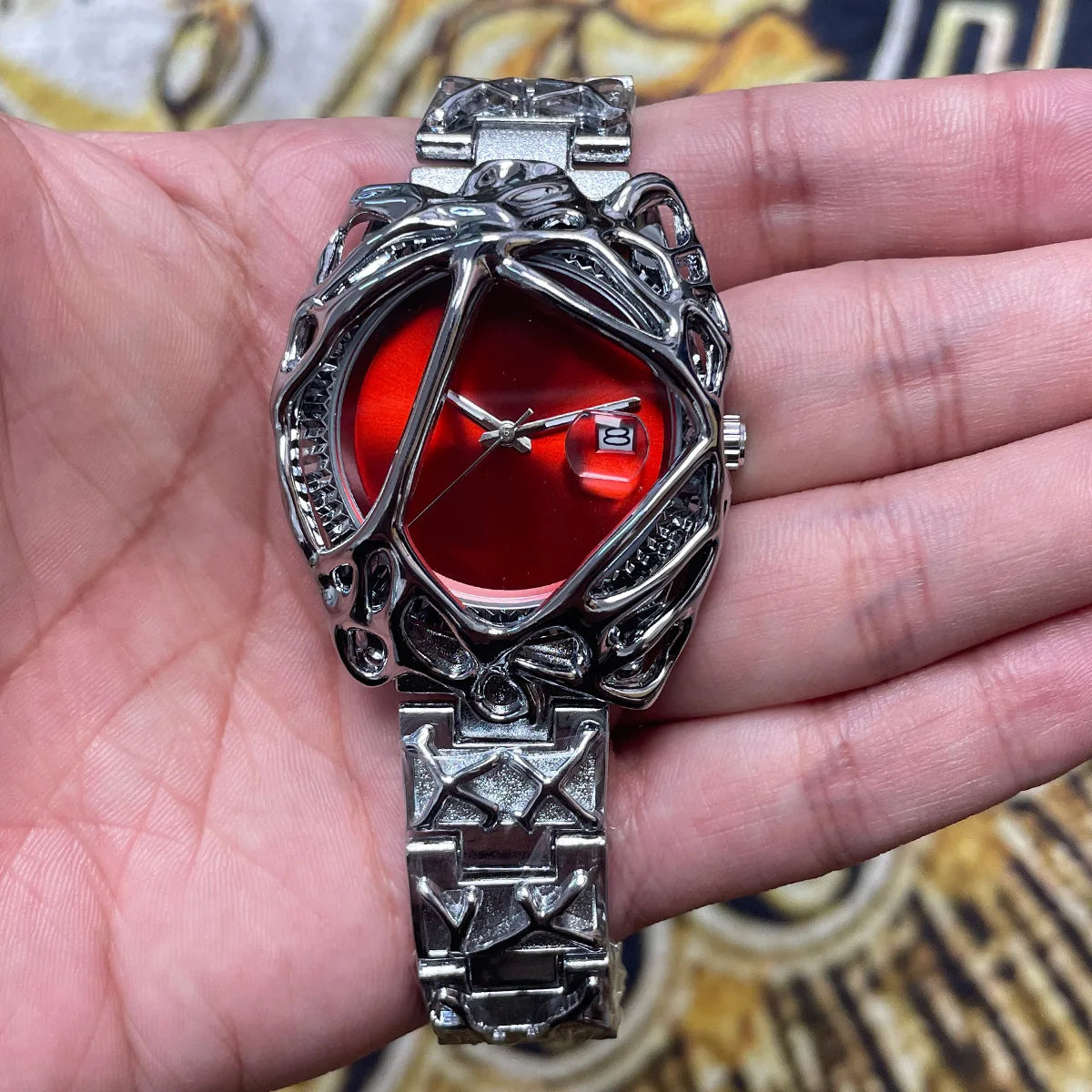 New Y2K Watches for Men Alien Spider Web Alabaster Watch Calendar Waterproof Quartz Wristwatches Relogio Masculino Drop Shipping