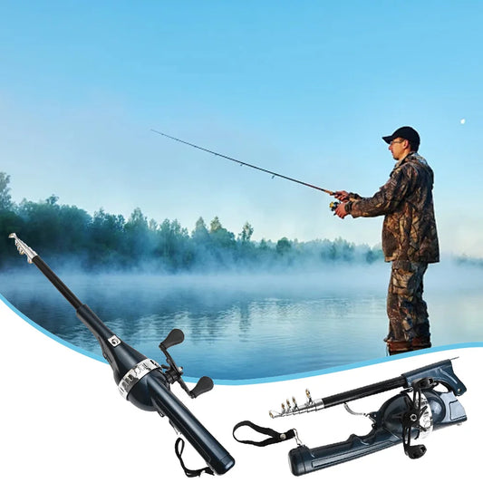 Portable Folding Travel Rods Telescopic Spinning Rod with Reel Line Sea Pole Carbon Fiber for Outdoor Fishing Gifts for Men