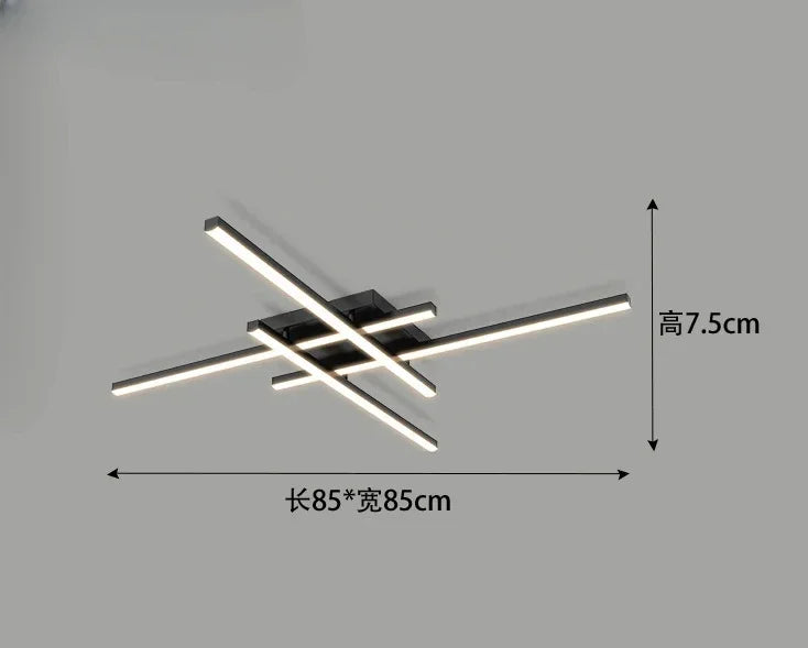 Nordic Minimalist Creative Led Ceiling Lamp Strip Lights Black Chandelier Square Bedroom Lamps Living Room Lamp Led Ceiling Lamp