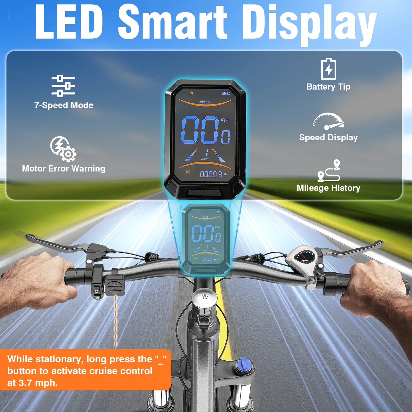 Adult electric bicycle, 26 inch electric mountain bike with detachable battery, 720W peak 36V motor, 7-speed 20MPH Ebike