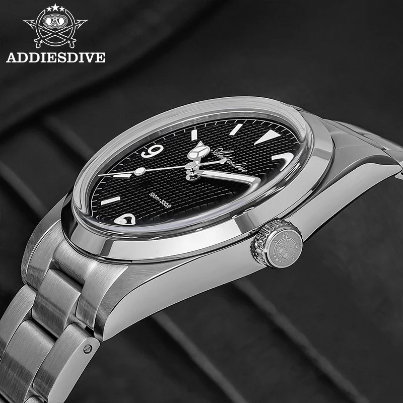 ADDIESDIVE 36mm Men Watch Luxury 200m Waterproof Super Luminous Bubble Glass Stainless Steel Wrist Watch Quartz Watches For Men