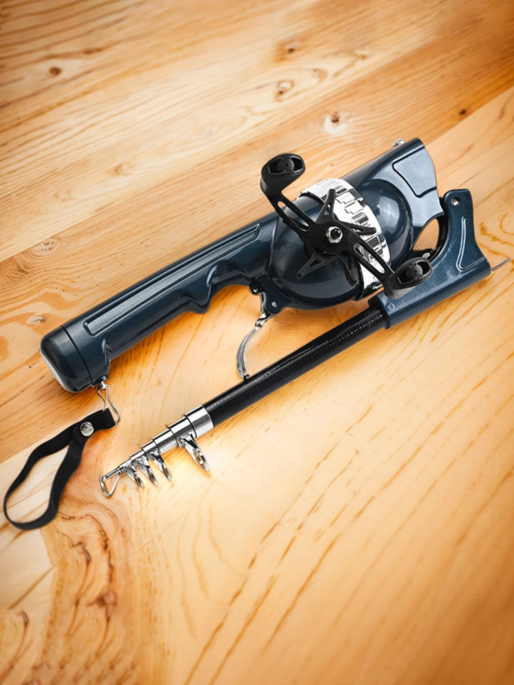 Portable Folding Fishing Rod with Reel Line Fishing Pole Carbon Fiber Spinning Rod for Outdoor Fishing Gifts for Men