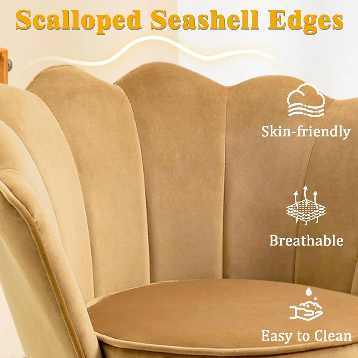 2-Piece Velvet Accent Chairs for Living Room, Brown Metal-Leg Side Chairs