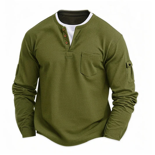 Men fake two-piece shirt comfortable solid color long sleeved breathable top V-neck casual shirt Hawaiian shirt lightweight shir