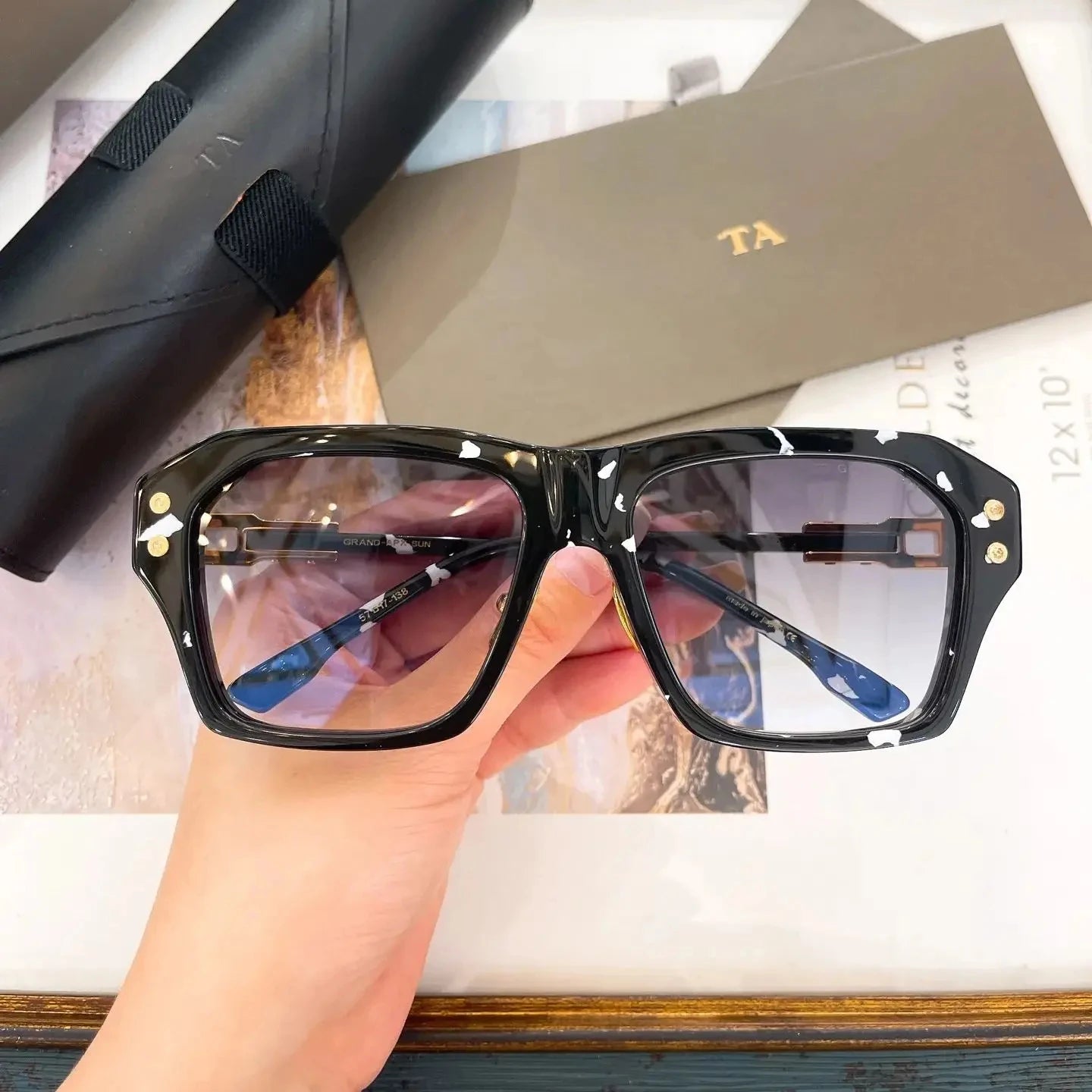 Authentic For DIYTA DT DTS417A Luxury Design Business Men Women Sun Glasses Square UV400 Polarized Male Couple Eyewear With Box