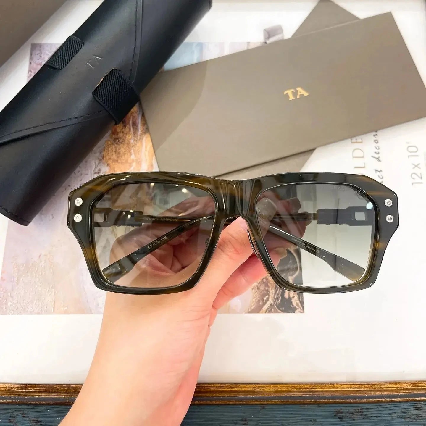 Authentic For DIYTA DT DTS417A Luxury Design Business Men Women Sun Glasses Square UV400 Polarized Male Couple Eyewear With Box