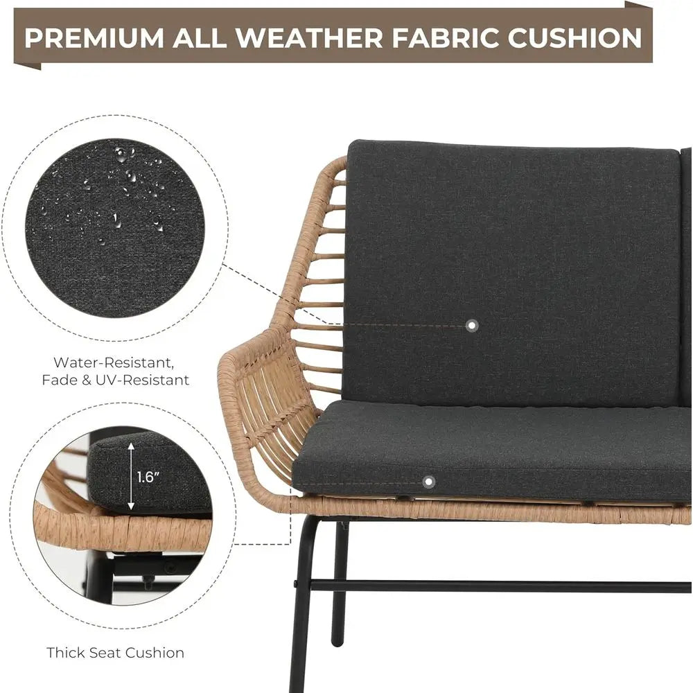Weather-Resistant 4-Piece Rattan Patio Set with Cushions and Coffee Table for Outdoor Conversations
