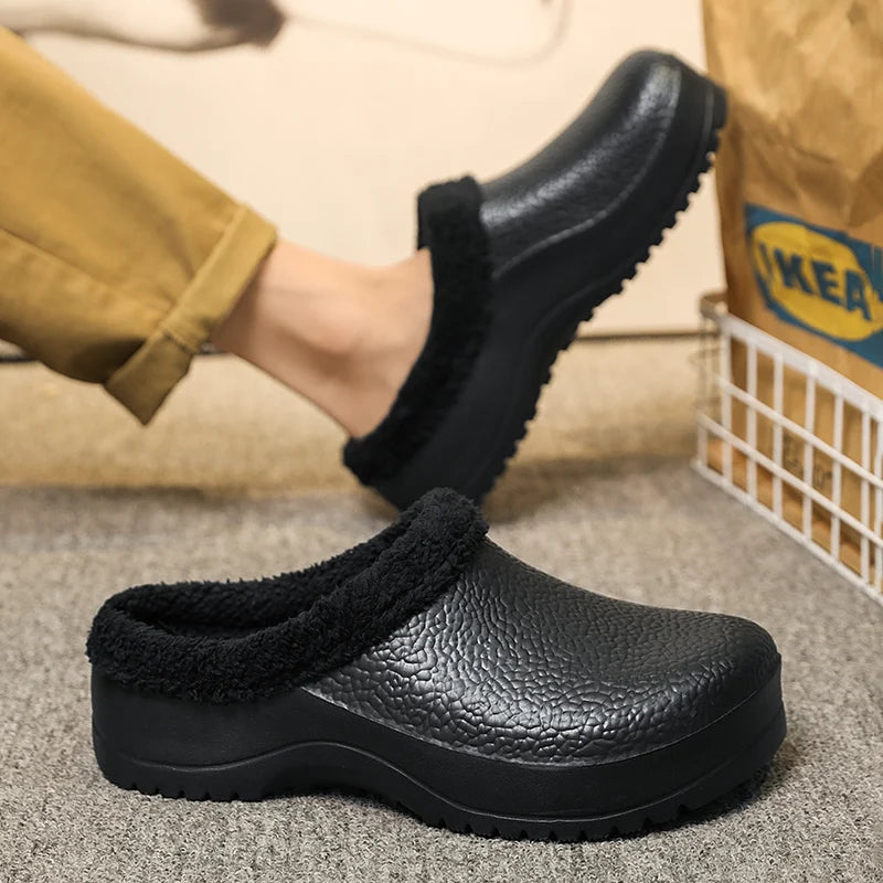 Winter Hot Item with Plush Warm Cotton Shoes Oil Proof Cotton Slippers Indoor and Outdoor Universal Men's Shoes Anti Slip Sole