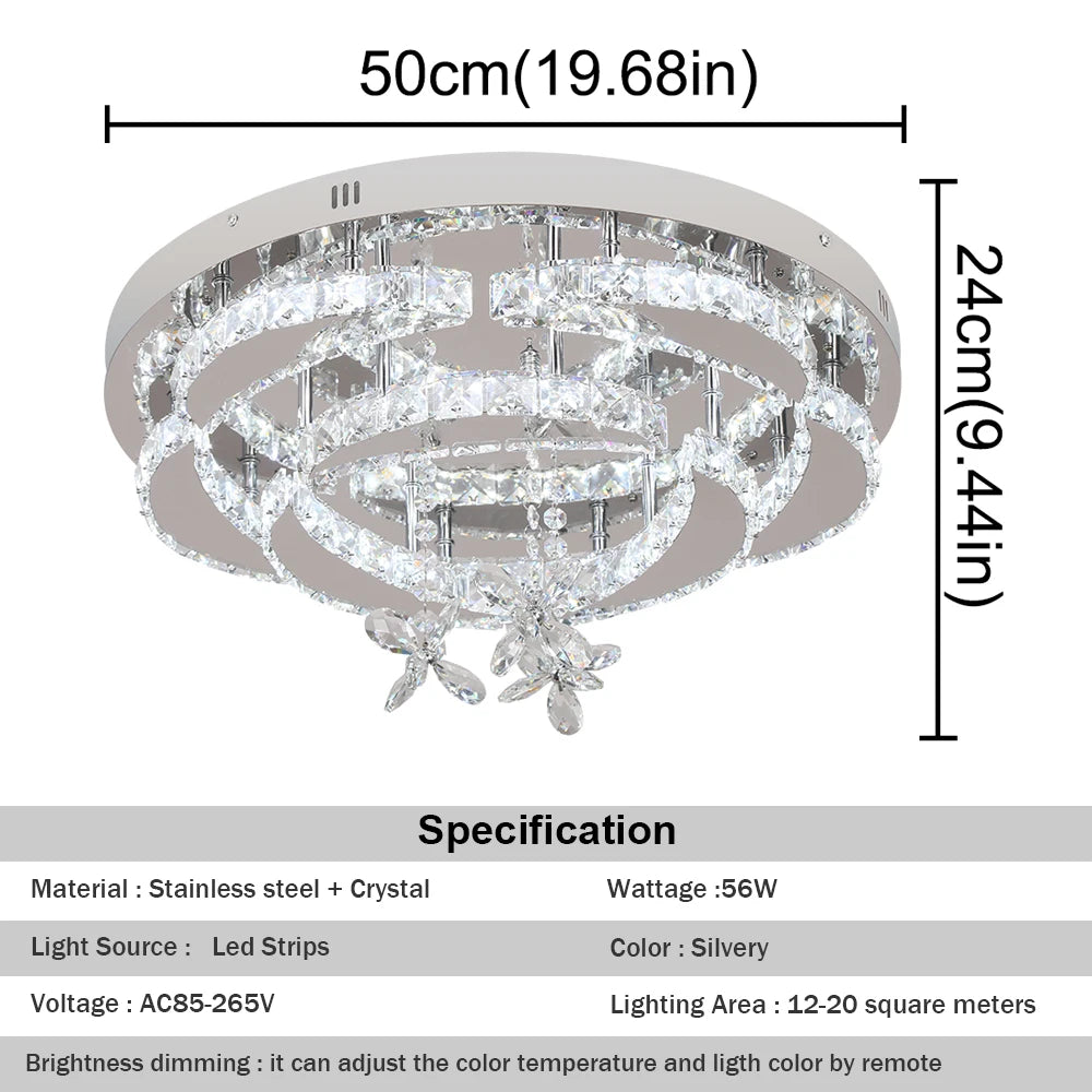Crystal Ceiling Lamp Led Chandelier Modern Penadant Lighting Fixture For Living Dining Room Bedroom Decorate Lustre RC Dimmable