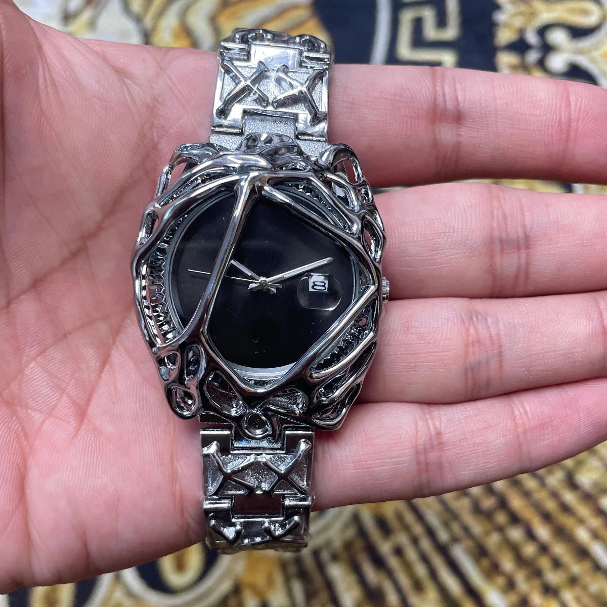 New Y2K Watches for Men Alien Spider Web Alabaster Watch Calendar Waterproof Quartz Wristwatches Relogio Masculino Drop Shipping