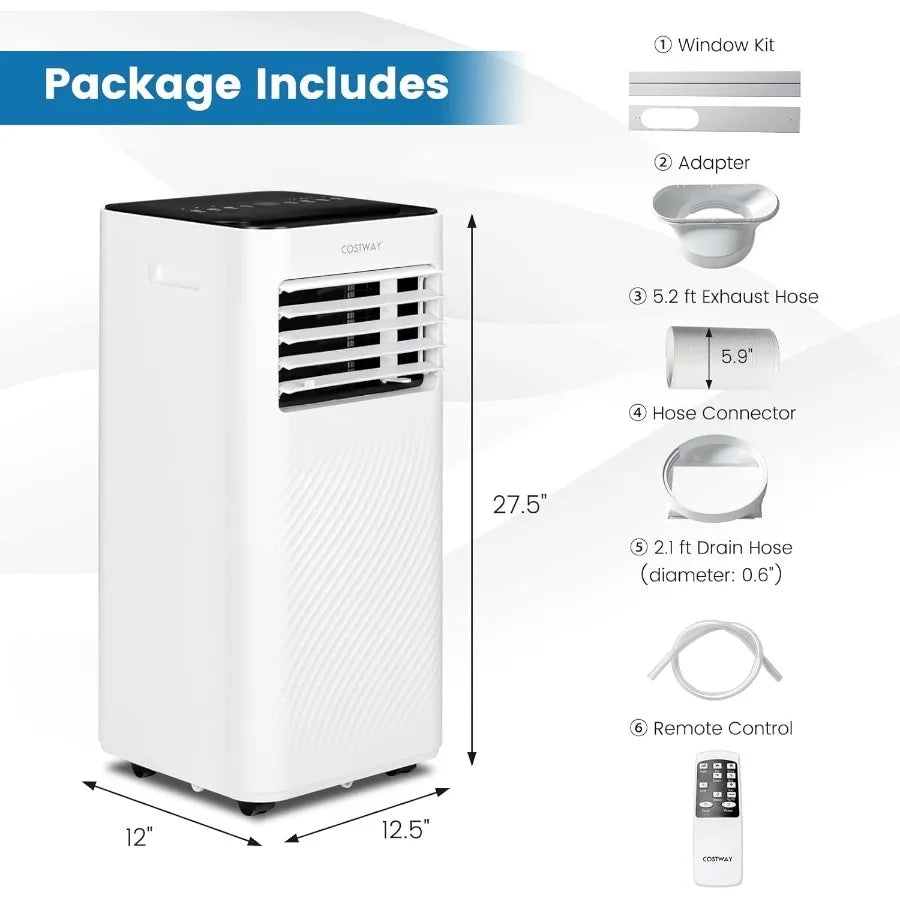Portable Air Conditioner 10000 BTU AC Unit with Cool Fan Dehumidifier Sleep Mode for Rooms up to 350 Sq.Ft Includes 24H Timer C