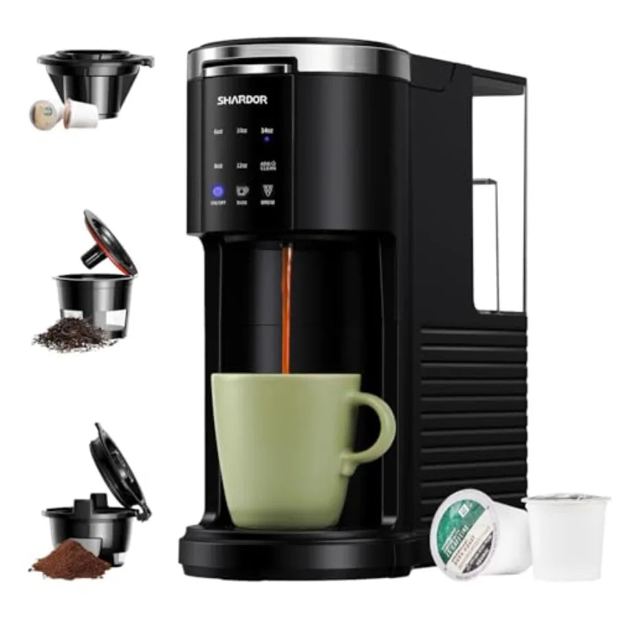3 in 1 Single Serve Coffee Machine for Home and Office Use: Compatible with K Cups Ground Coffee and Teas Offers Adjustable Bre