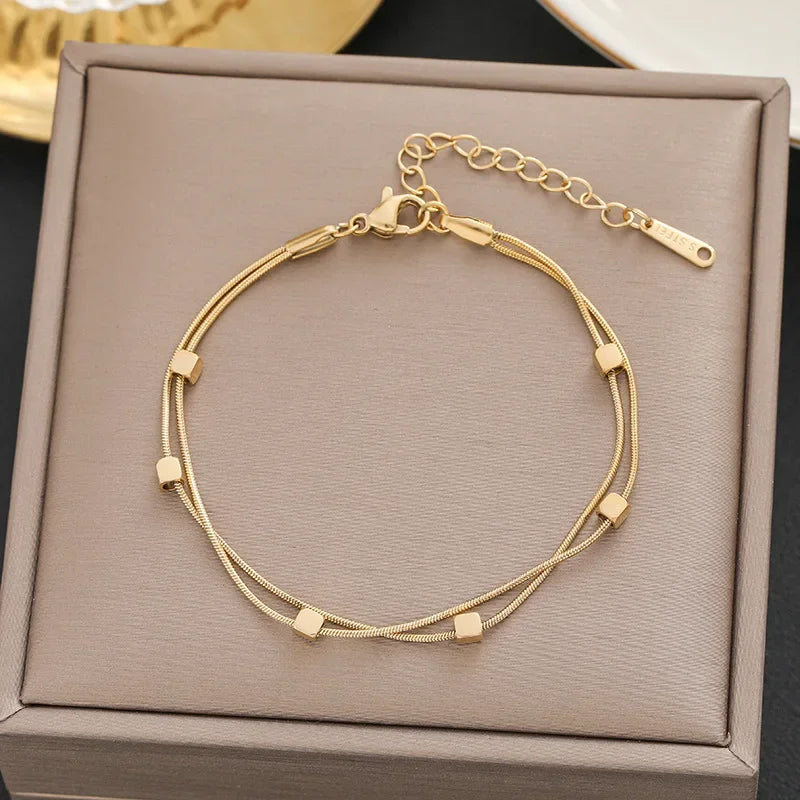 New Fashion Letter D Star Simple Vintage Pendant Bracelet Woman Stainless Steel Bracelet Luxury Original Jewelry