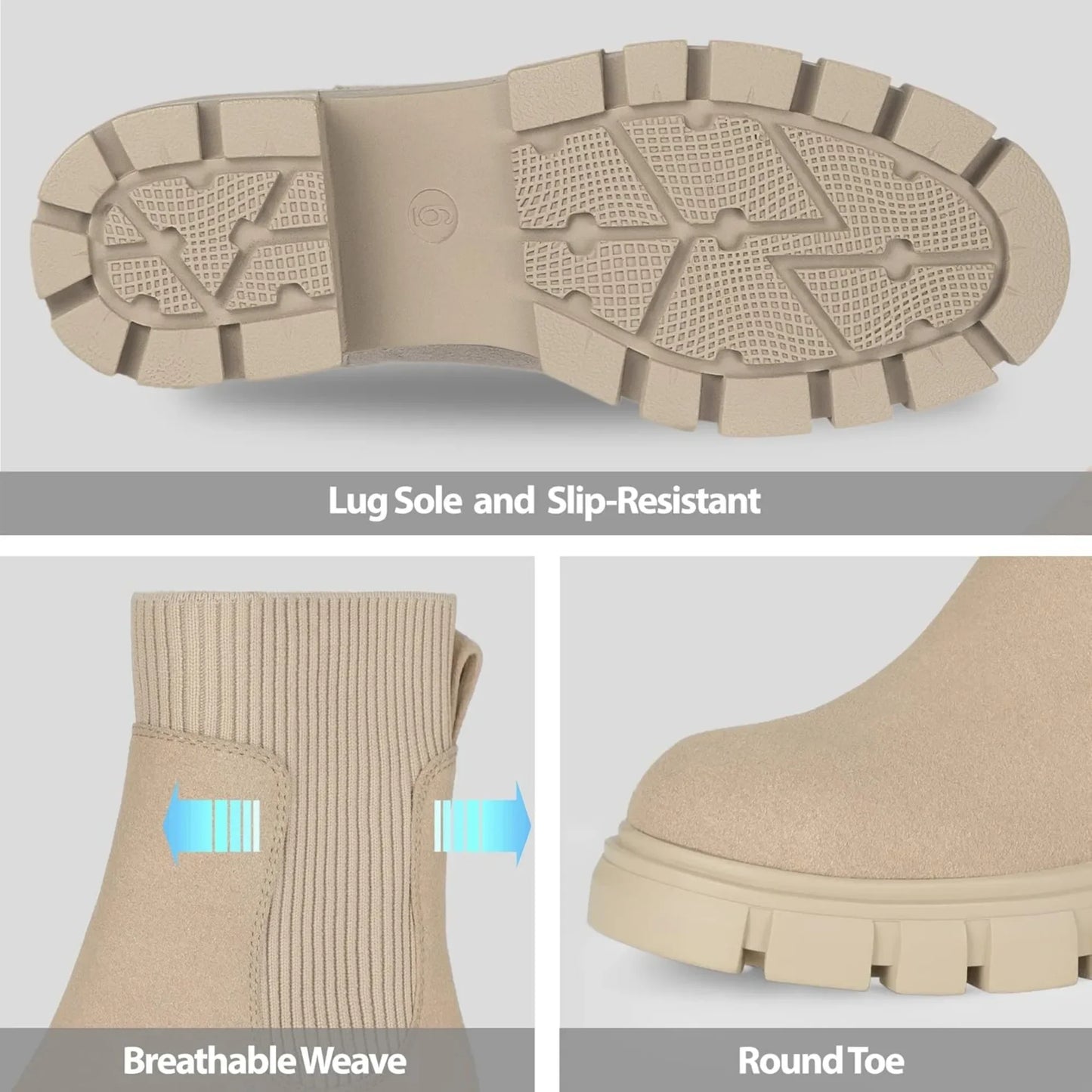 Women's Chelsea Boots Fashion Slip on Platform Ankle Boots Lug Sole Chunky Booties