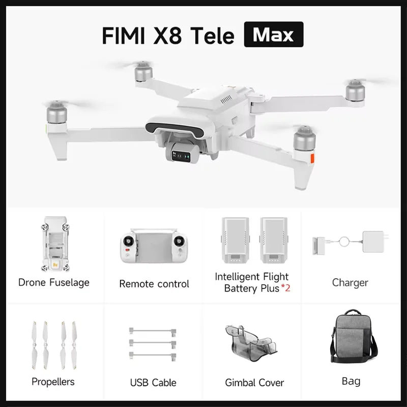 FIMI X8 TELE MAX Drone 4K 48MP 3-Axis Gimbal Camera Drone Professional GPS 20KM RC Quadcopter 2025