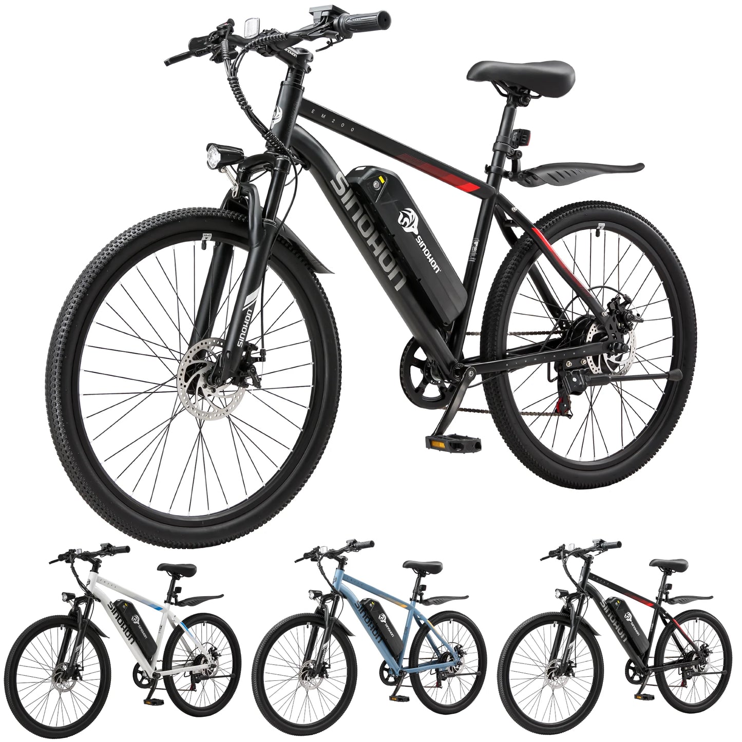 Mountain Electric Bike Adults 500W Peak Motor 26'' Tires Front Suspension Electric Bicycle 25-37Miles 7-Speed Lightweight E-MTB