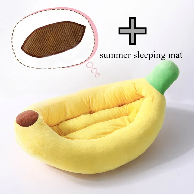 Cute Pet Banana Cat Nest Portable Warm and Comfortable Dog Nest Seasonal Universal Cool Mat Pets Supplies Cat House  Dog Nest
