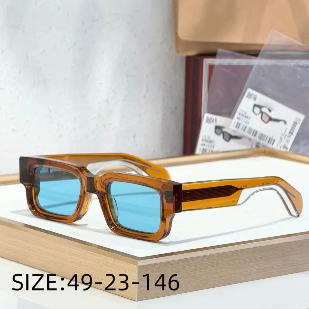 2025 Ins ASCARI Thick Acetate Sunglasses Men Classical Small Face Japan Handcrafted Designer UV400 Polarized Eyewear with Case