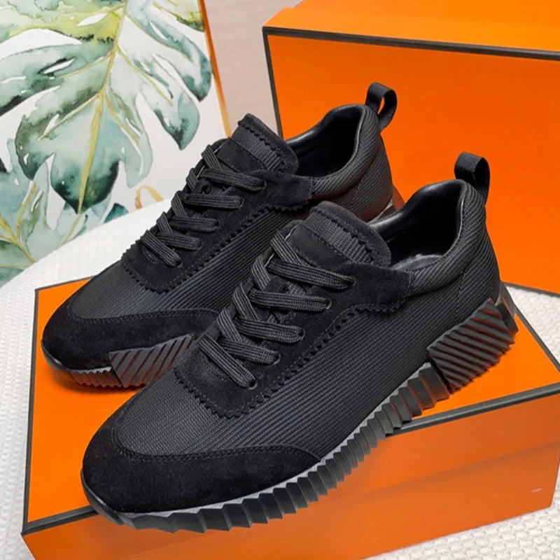 2026 Homesick Men's Casual Leather Sports Shoes Black Adhesive Low-Top Lace-Up Daily Wear Comfortable Breathable Spring Autumn