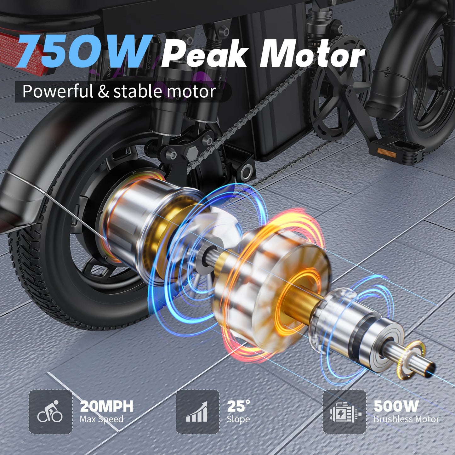 Electric Bike for Adults Teen-Folding Motor Bicycle 750W Peak Motor,22MPH 35 Miles,Commuter Ebike 48V 15AH Removable Battery