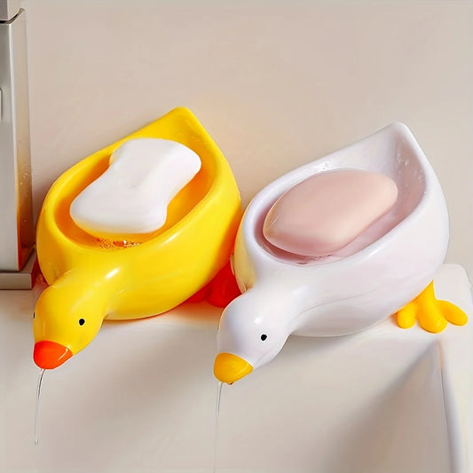 Soap Tray Self-draining Soap Rack Cute Duck-shaped Creative Rack for Shower Bathroom Kitchen Tub Sink Tray Bracket Bathroom