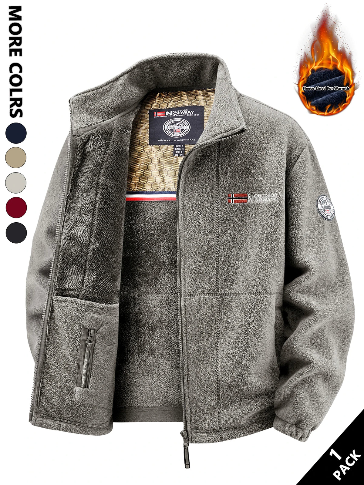 Men's Fleece Jacket, Soft and Skin-Friendly, Heat-Retaining and Wind-Resistant, Suitable for Daily Commuting, Home Leisure