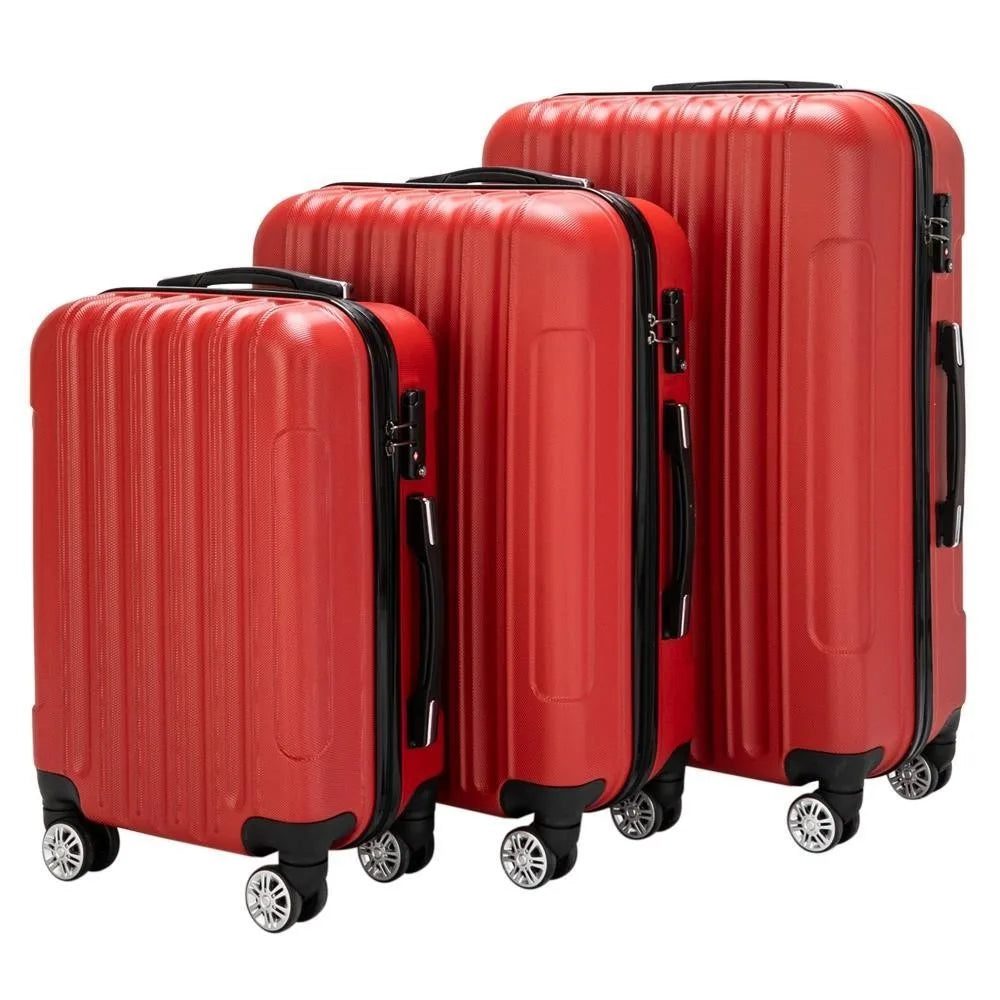 20"/24"/28" Luggage Sets Suitcase Bags Lightweight 3-in-1 ABS Trolley Case Red
