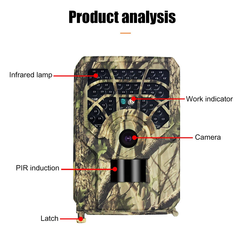 Professional Hunting Camera Wild Animal Detector HD 720P Waterproof Monitoring Night Vision Outdoor Tool Leaf Camouflage