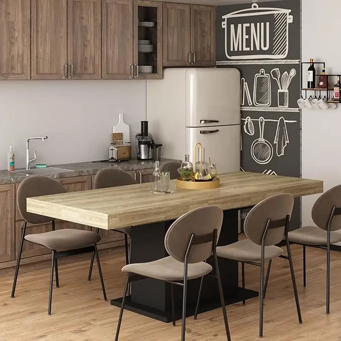 Large 78.7" L Dining Table for 8-10 People, Modern Wood Rectangular Kitchen Table Dinner Table with Pedestal Legs for Dining Ro