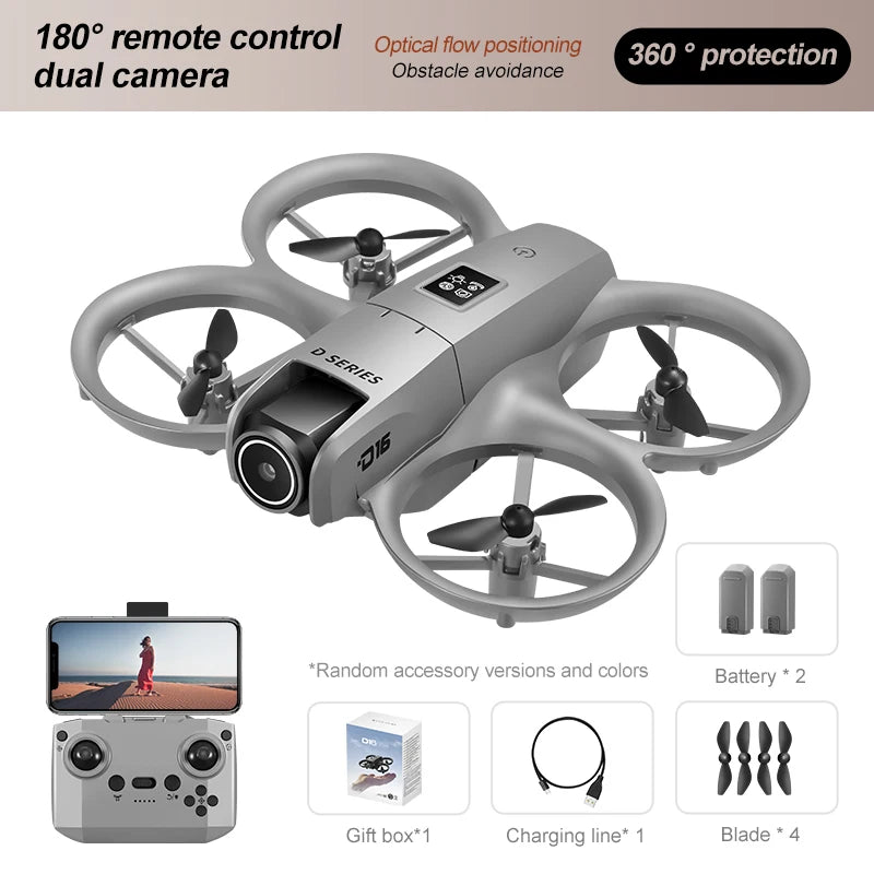 Drone with Optical Flow 180° Electric Adjustment Dual Camera Aerial Photography Quadcopter - Obstacle Avoidance Remote Control