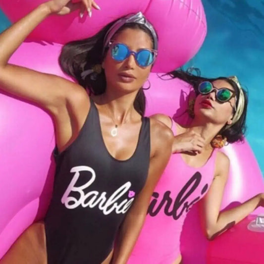 Barbi Pink Lip Bikini One-piece Swimsuit for Adult Women Summer Sexy Bikinis Y2K Kawaii Beach Swimming Suit Cute Swimwear