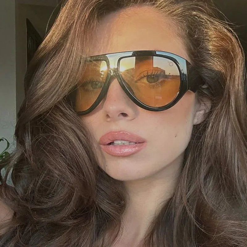 Retro Luxury Oversized Oval Sunglasses Women New Fashion Vintage Large Frame Sun Glasses Men Black Shadow Female