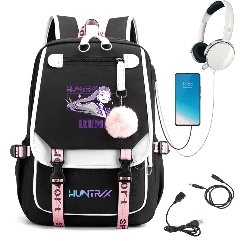 2025 New Fashion Women's Backpack KPop Demon Hunters Usb Travel Rucksack Large Back Pack Mochilas Mujer School Bags for Girls