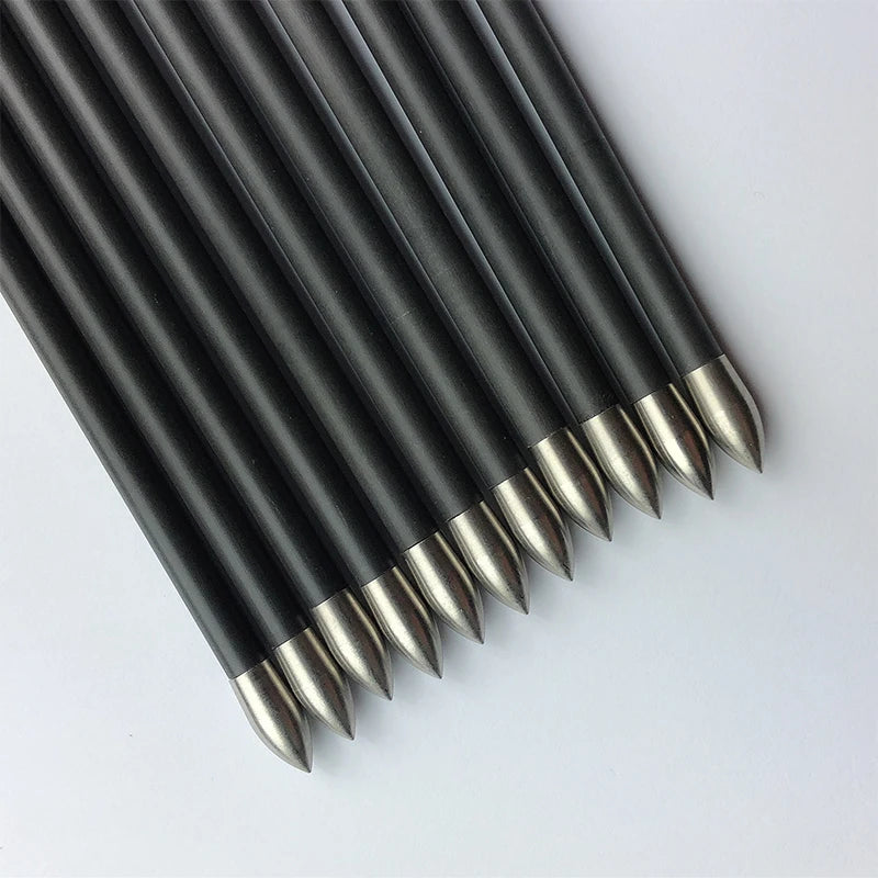 12Pcs Carbon Arrows Archery SP600-900 30'' ID4.2mm 3" Turkey Fearther Vanes 80gr for Recurve Bow Hunting