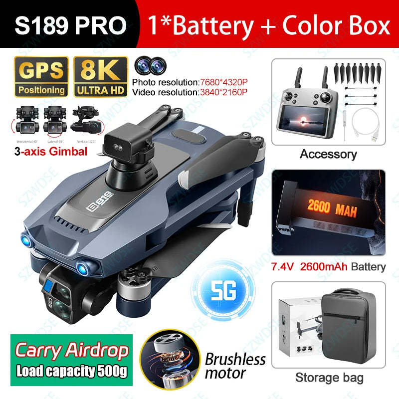2025 New S819 GPS Drone 5G Professional 8K HD Aerial Dual Camera Screen Control 360° Obstacle Avoidance 5G WIFI RC Dron 6000M