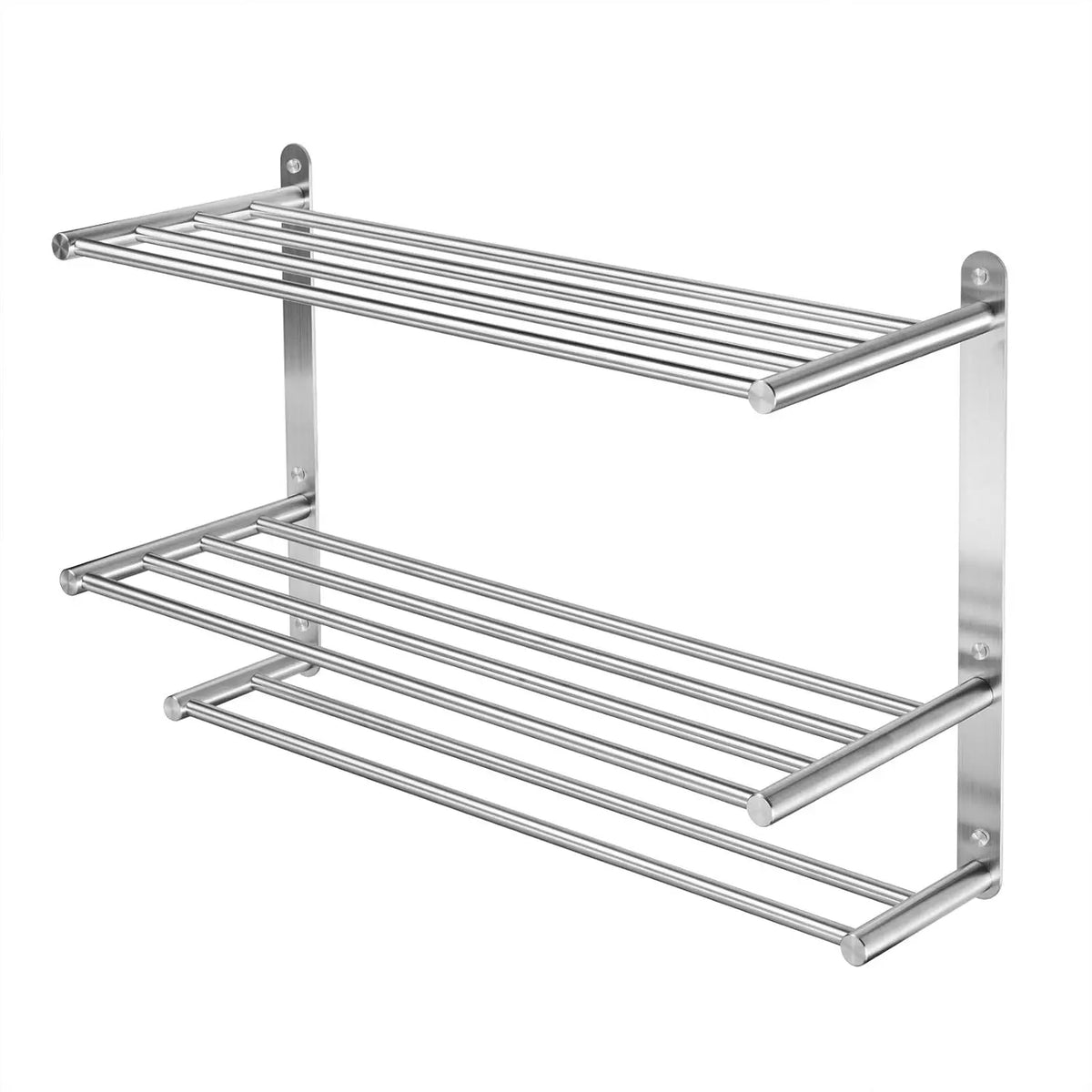 Bathroom Towel Rack with 24-Inch Multilayer Hotel Racks 304 Stainless Steel Towel Bar Shelf Wall-Mounted Brushed Finish Bar with