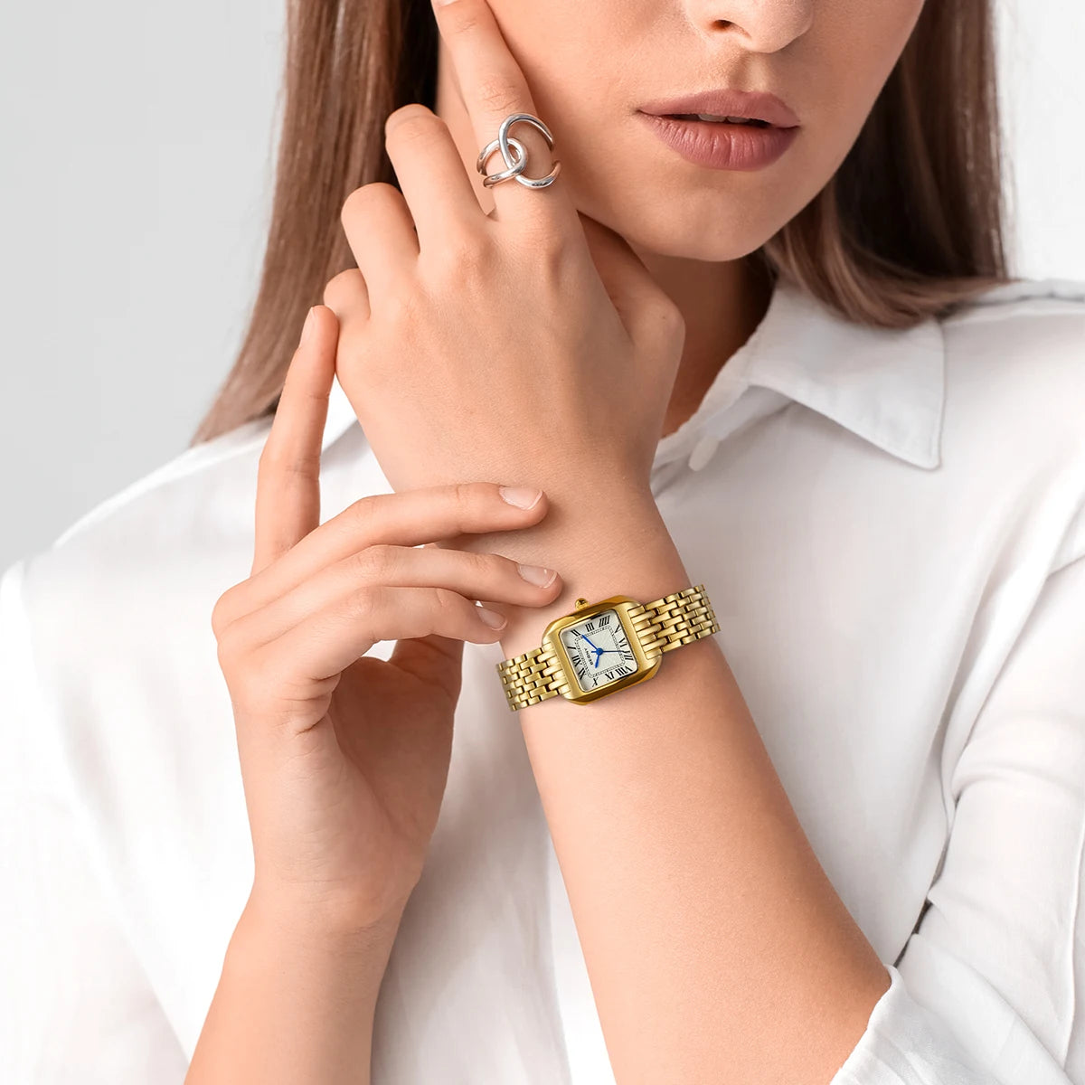 BERNY Gold Watch for Women Luxury Brand Square Quartz Ladies Watches Top Quality Fashion Elegant, Local Warehouse, Fast Delivery
