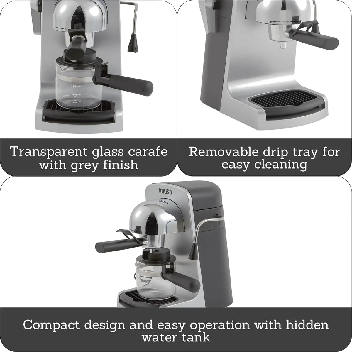 4cup Electric Bistro Espresso Cappuccino Maker, Silver