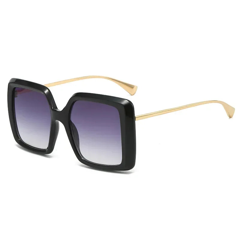 JNPCXI Wholesale Oversized Square Double Color Gradient Green Yellow Sunglasses Women Fashion Shades UV400 Punk Men Sun Glasses