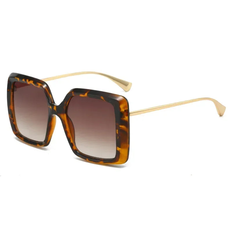 JNPCXI Wholesale Oversized Square Double Color Gradient Green Yellow Sunglasses Women Fashion Shades UV400 Punk Men Sun Glasses