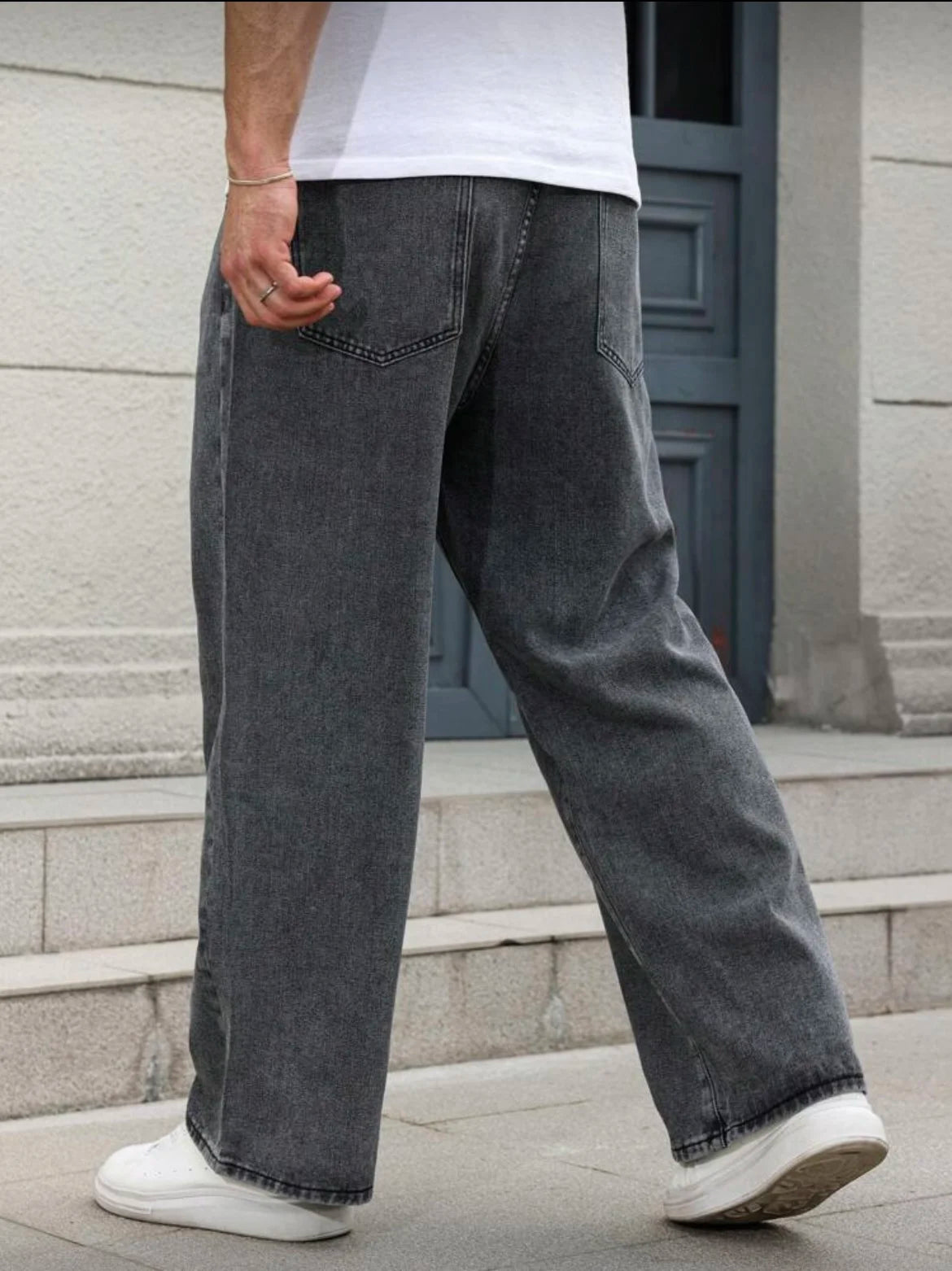 Men's Tapered Jeans - Dark Gray Slim Straight, Urban Commute & Casual Stylish Essential