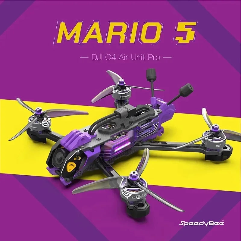 SpeedyBee Mario 5 FPV 5-Inch Drone with 6S-Lipo pro Air Unit DC/XH O4 2306.5 pro 1880KV Motor F405 V4 55A Stack Bee Storm RC