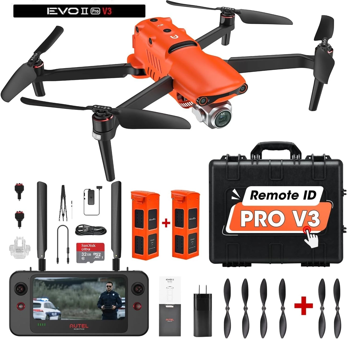 Autel Robotics EVO II Pro V3 Drone with 6K Camera & 1" Sony Sensor,40 Min Flight,360℃ Ostacle Avoidance,Includes 6.4'' Smart C