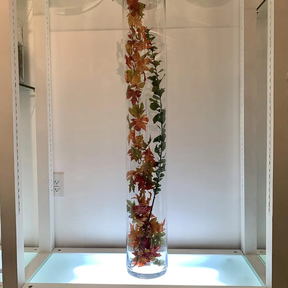 Clear Tall Cylinder Glass Vase Bulk, Open Width 7, Height 26, Large Floral Container, Planter, Centerpieces for Wedding Parties