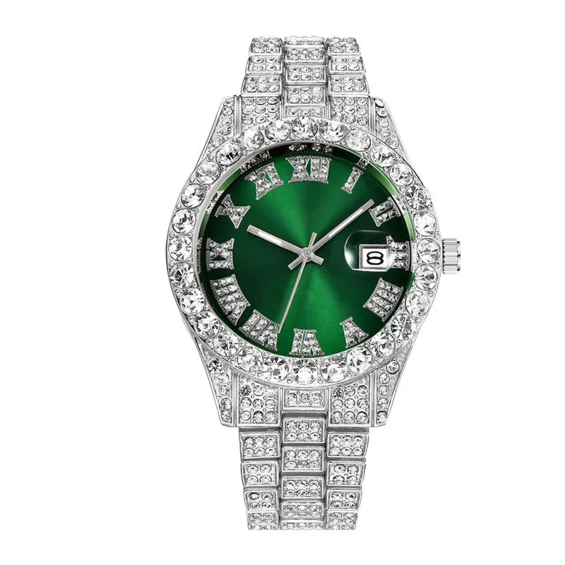 New 2025 Watch For Men Luxury Iced Out Diamond Quartz Men's Watches Calendar Hip Hop Male Clock Relogios Masculino Drop Shipping