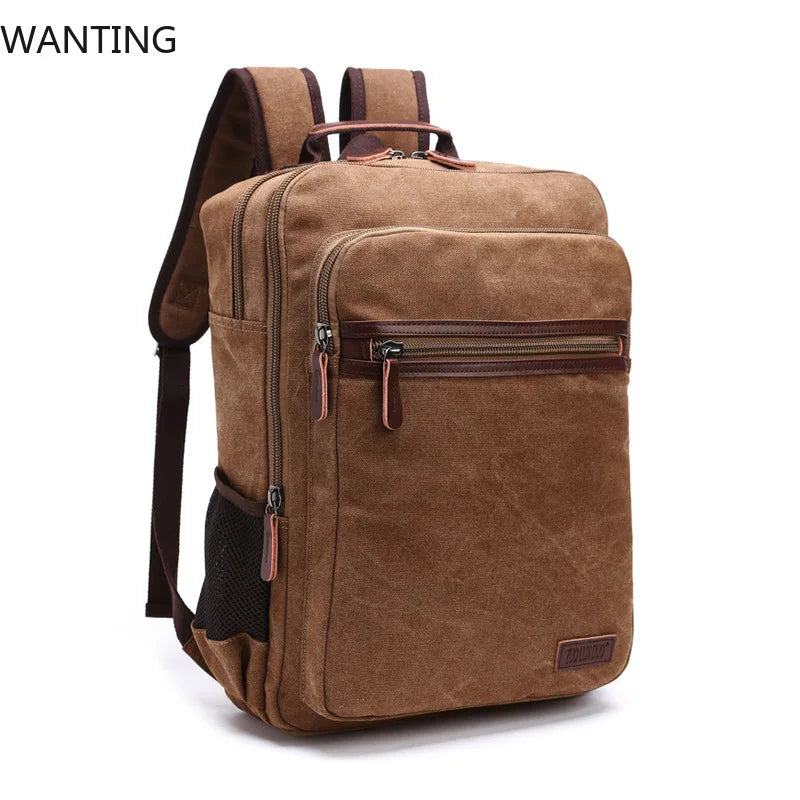 Vintage Canvas Backpack Men Large Capacity Travel Shoulder Bag School Bags For Teenagers Male Notebook Laptop Backpack For Men