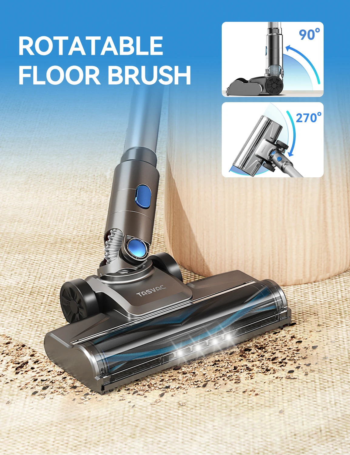 TASVAC N9 Cordless Vacuum Cleaner for Home, 8 in 1 Lightweight Stick Vacuum with LED Display