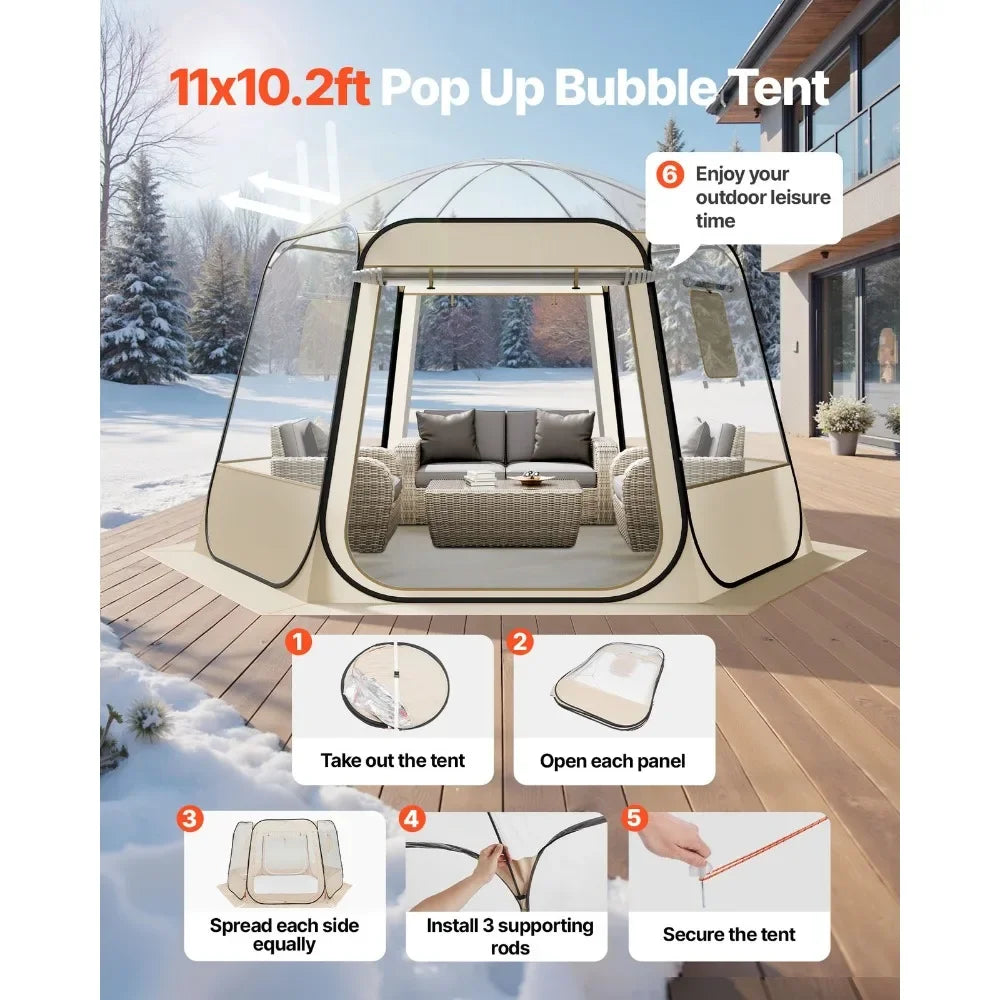 Clear Bubble Tent' Weatherproof 8-10 Person Sports Tent