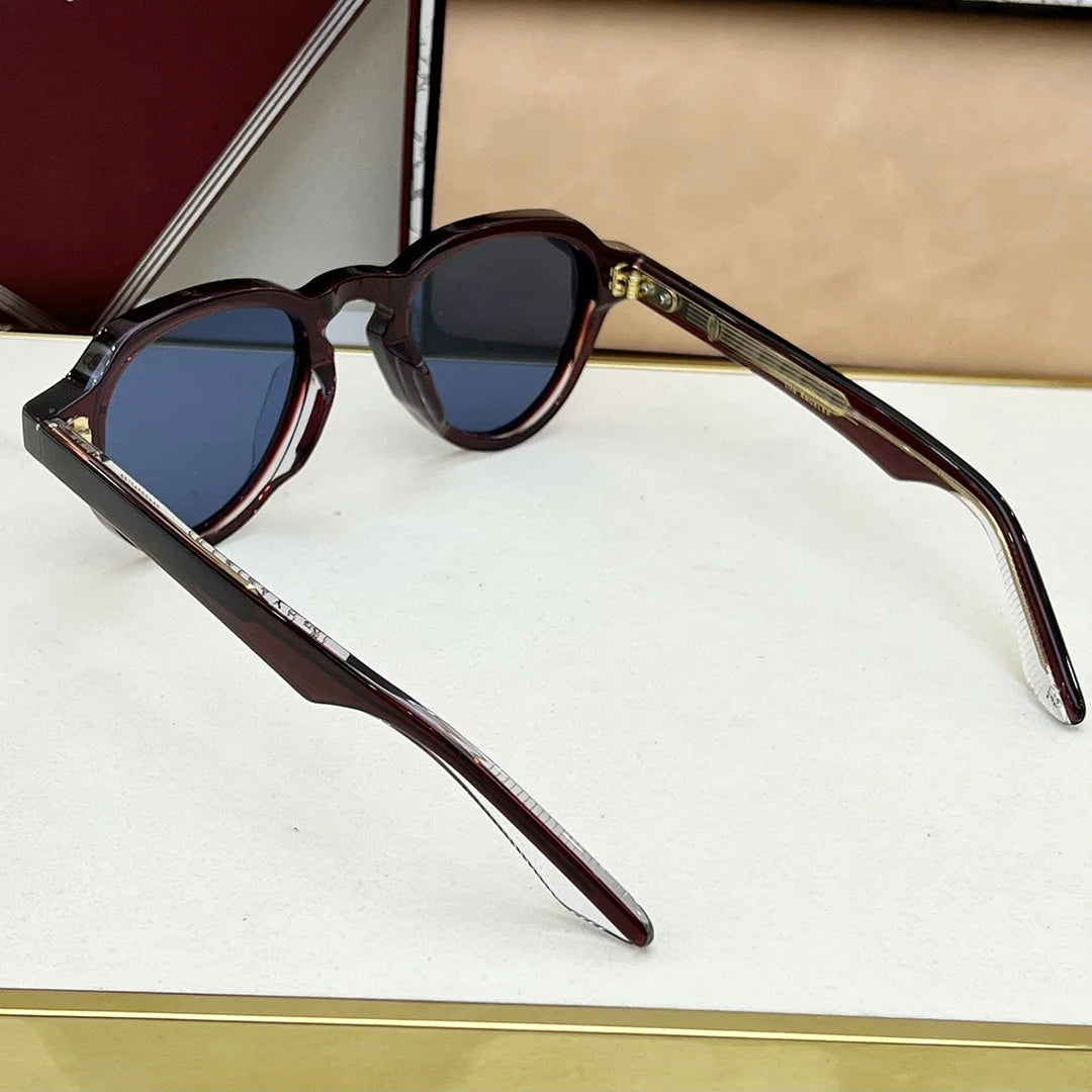 HATFIELD Oval Acetate Sunglasses Vintage Retro UV400 Eyewear for Men and Women Fashion Outdoor Shades