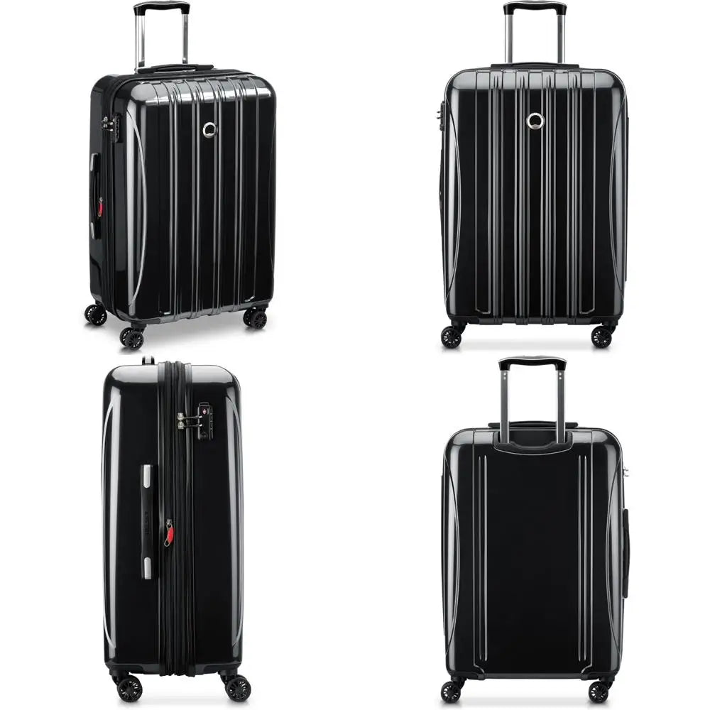 Medium 24 Inch Expandable Hardside Spinner Luggage with Aero Design in Black, Ideal for Travel and Checked Luggage